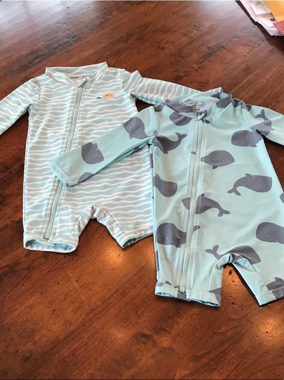 Aqua Whale and Turtle 1 Piece Zip Rashguard Swimsuits